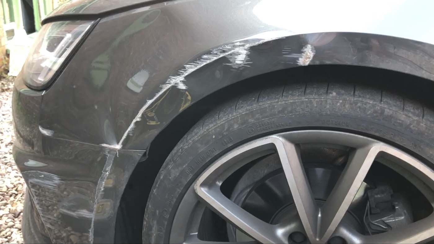 car body repair scratches bmw wheel arch before