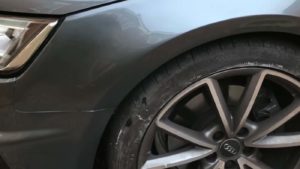 car body repair scratches wheel arch after